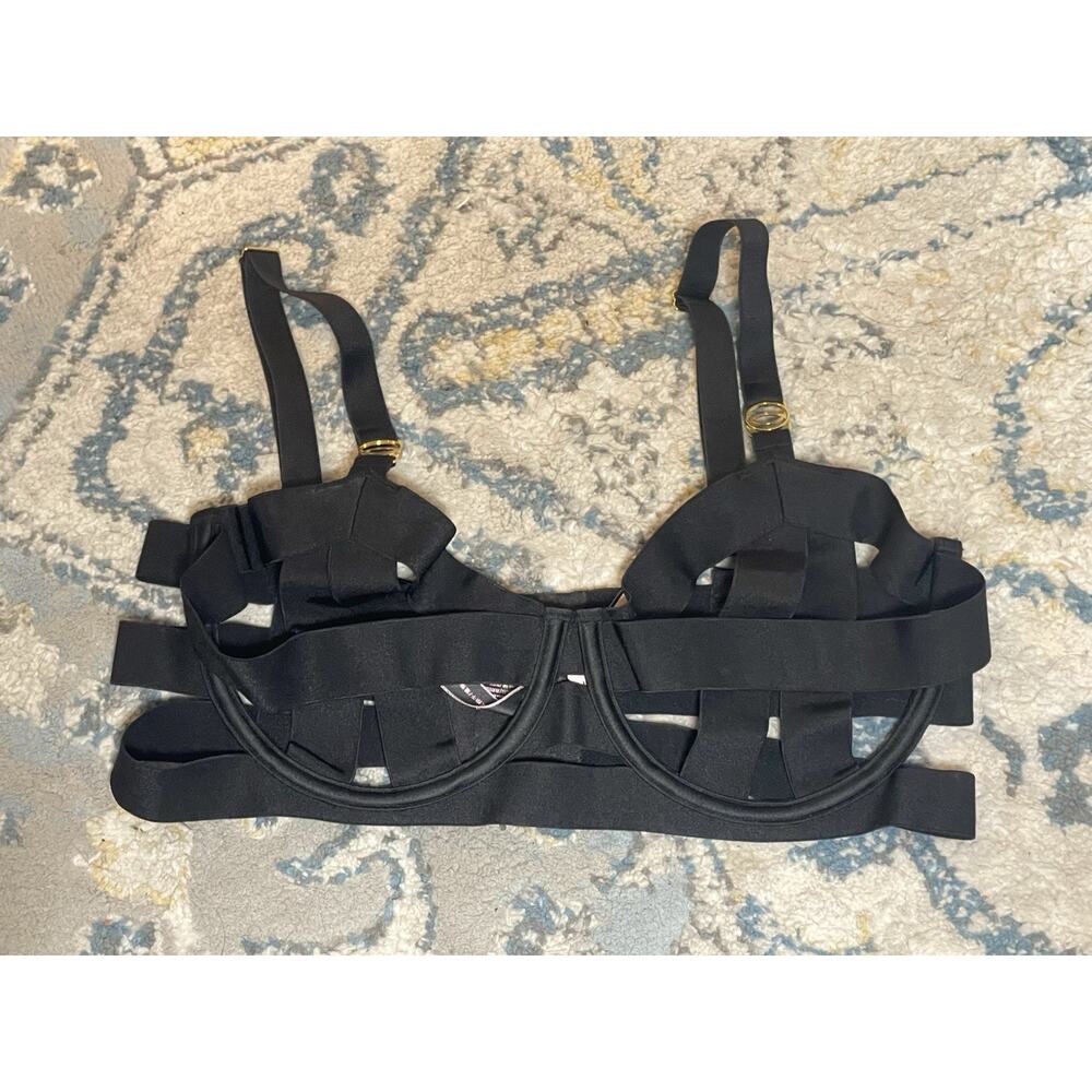 Victoria's Secret LUXE LINGERIE Strappy Demi Bra 34D Black